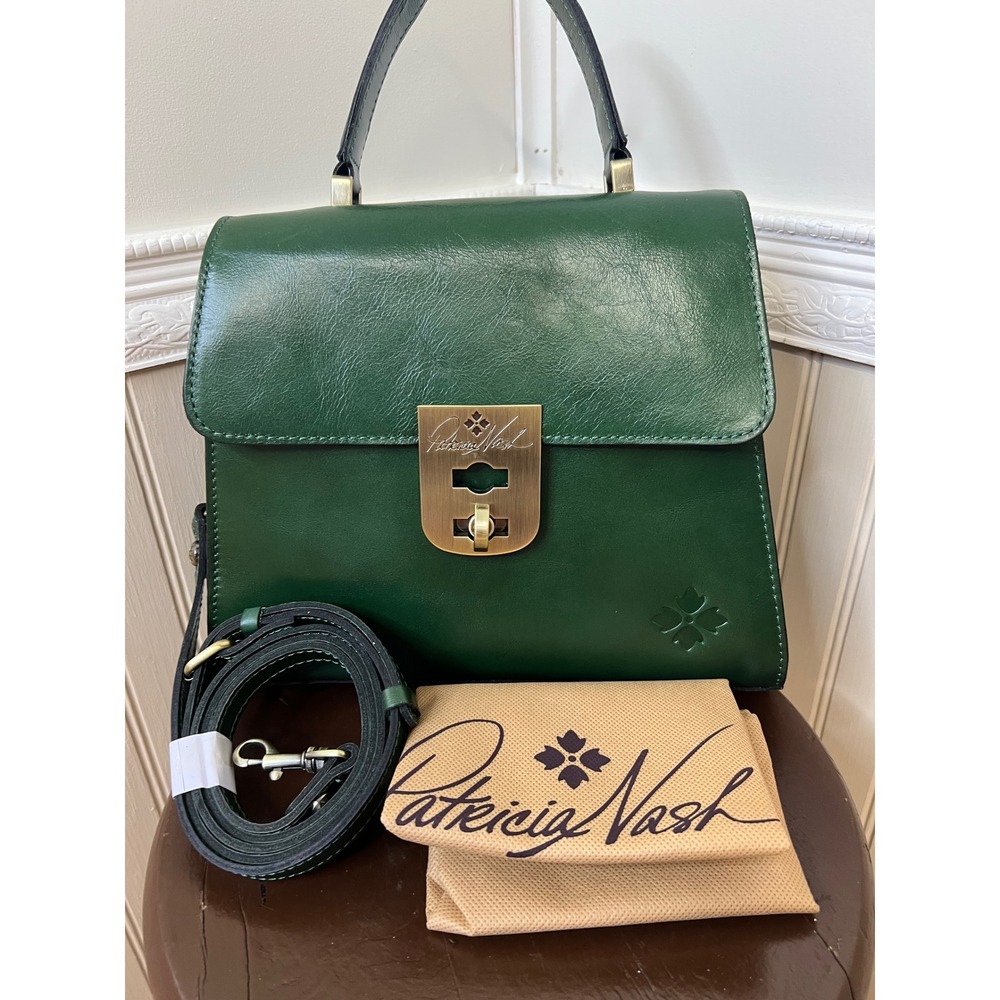 Patricia Nash Chauny Satchel Vintage Distressed Leather Soft Green Bag NWT - Picture 2 of 11